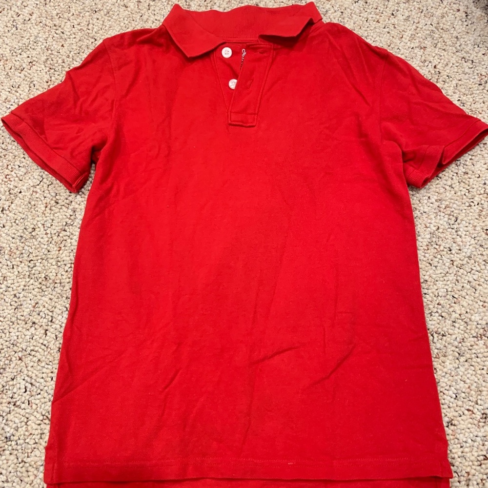 Red polo shirt